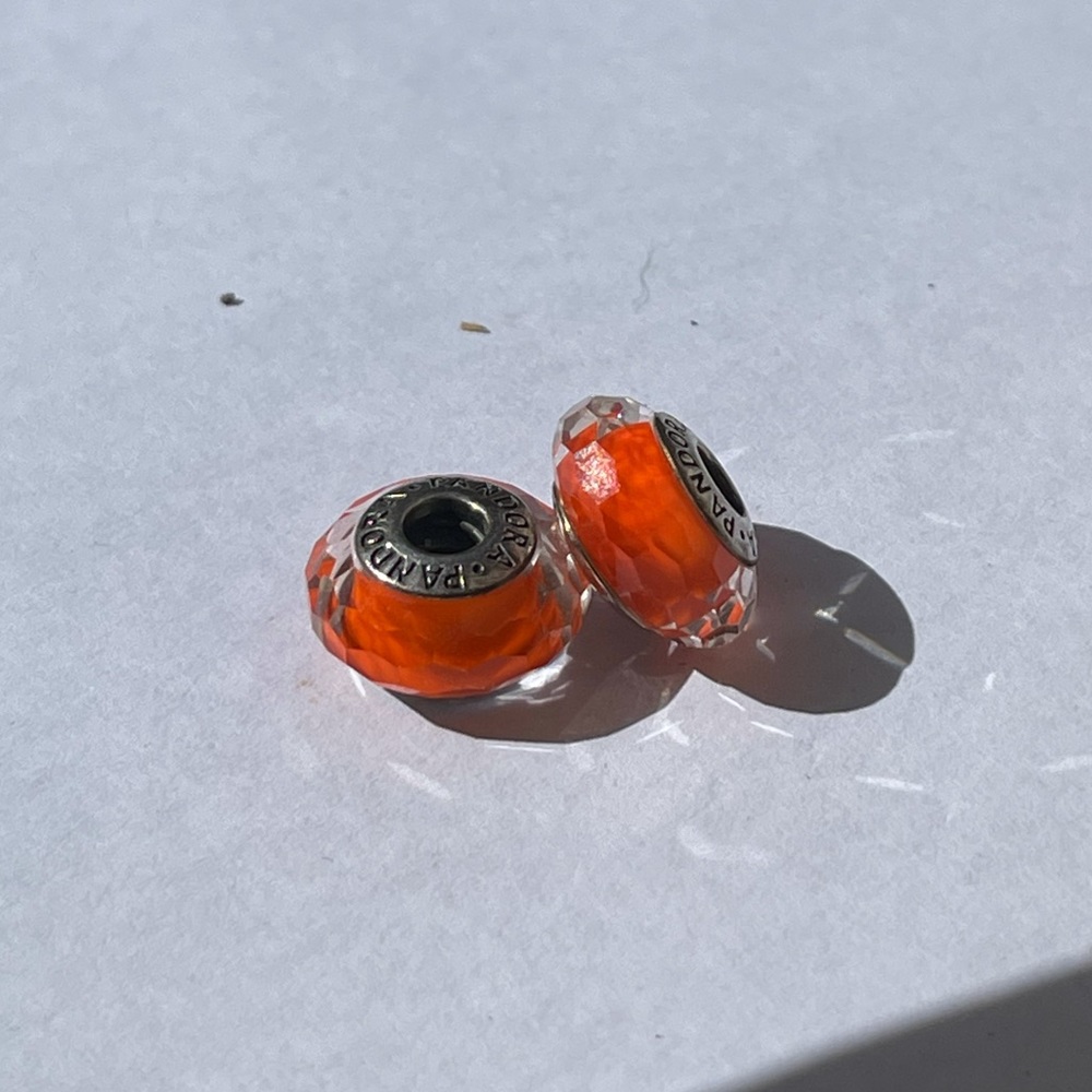 Authentic Orange Pandora Charms - Set of 2